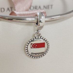 Pandora Singapore Flag Dangle Charm S925 Silver with box